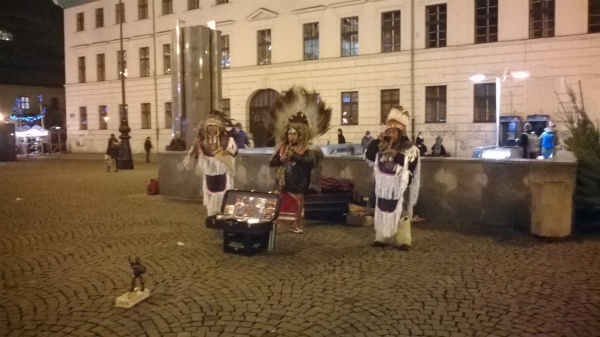 Musicians from Mexico performing on a street in Prague